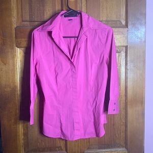 Express Design Studios Pink Quarter Sleeve V Neck Button Up, Button cover Size S